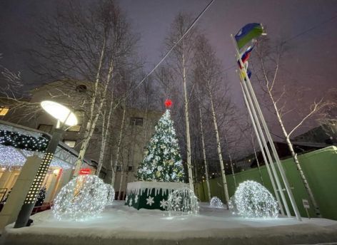 ​Самым красивым новогодним зданием в Нижневартовске стал местный ПНД