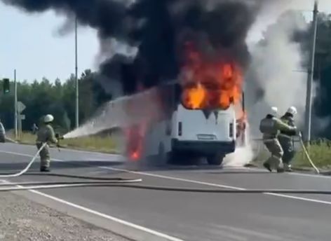 Пожар в автобусе ПАЗ. Никто не пострадал