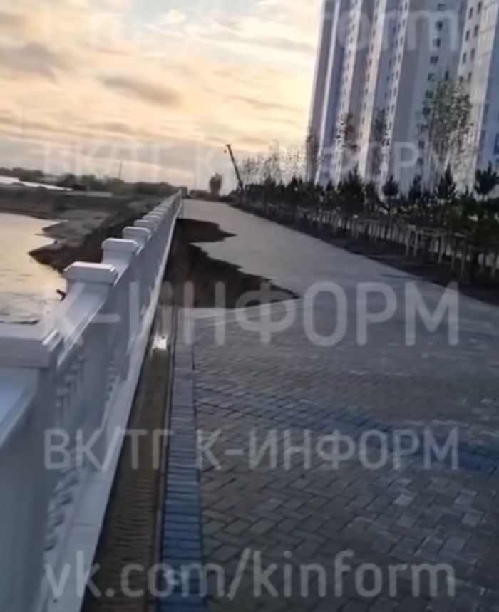 В Сургуте снова обрушилась набережная у нового ЖК