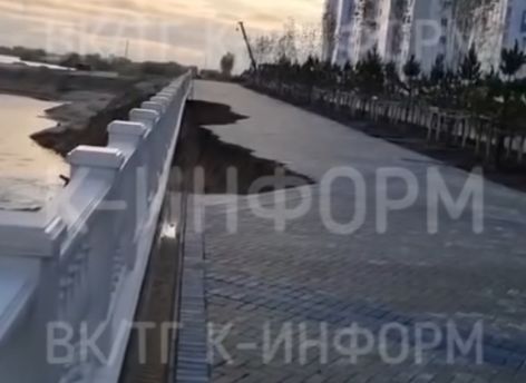 В Сургуте снова обрушилась набережная у нового ЖК