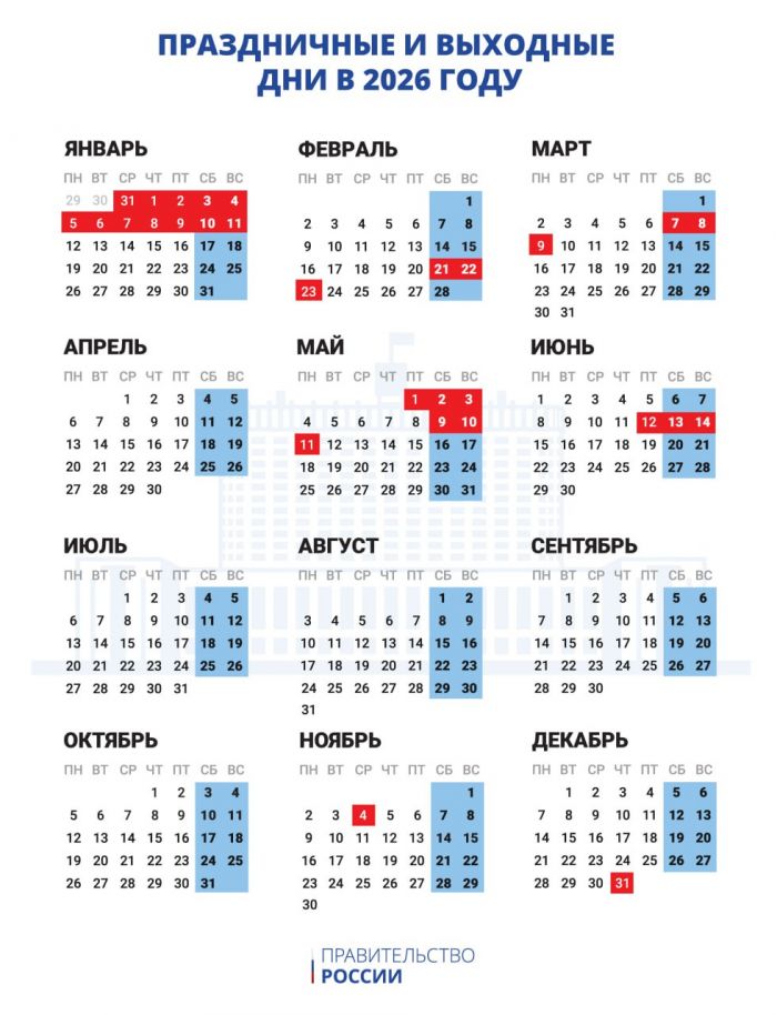 ​Новогодние каникулы в России продлятся 12 дней