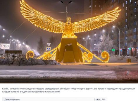 Вартовчане проголосовали за сохранение «Жар-птицы» в качестве круглогодичного арт-объекта