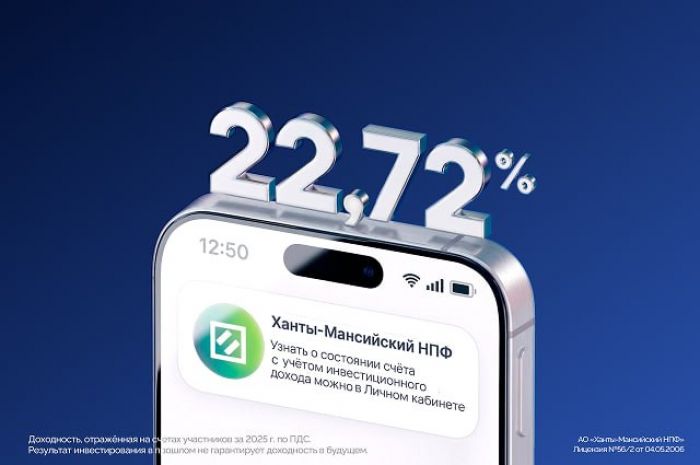​Доходность Ханты-Мансийского НПФ по ПДС составила 22,72% годовых
